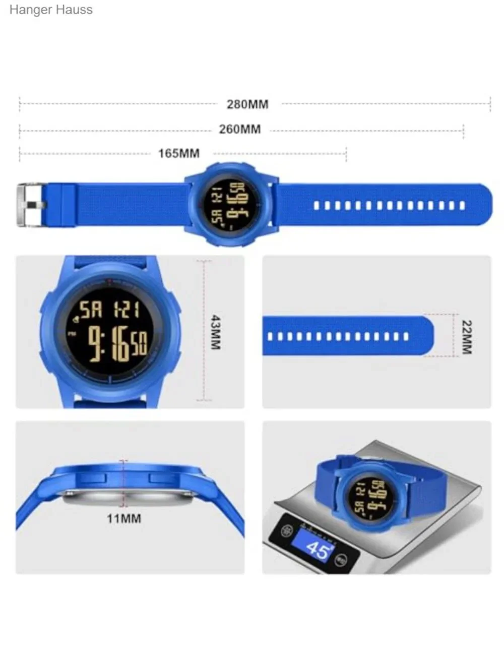Ultra Thin Sports Digital Watch with LED Light and Stopwatch - Waterproof 3ATM